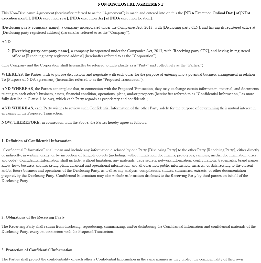 Non Disclosure Agreement